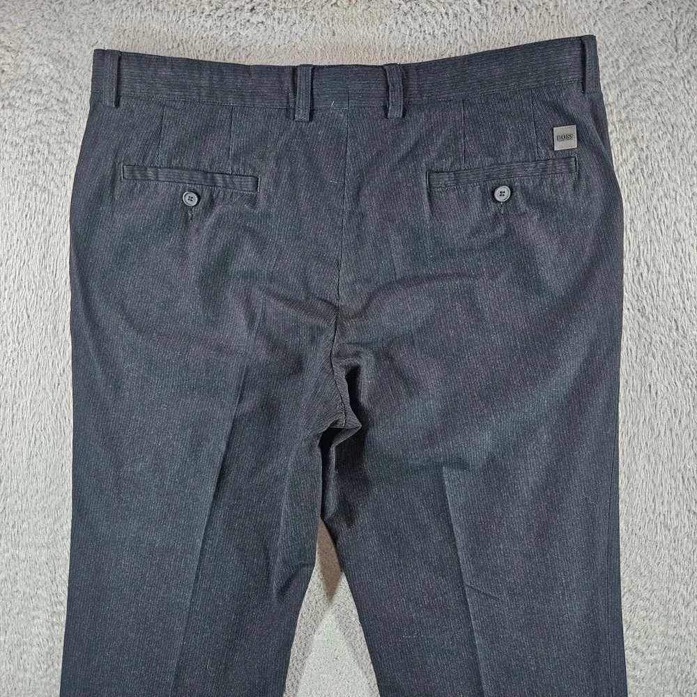 Hugo Boss Chuck Mens Charcoal Grey Textured Cotton Blend Dress Pants 54 36x30